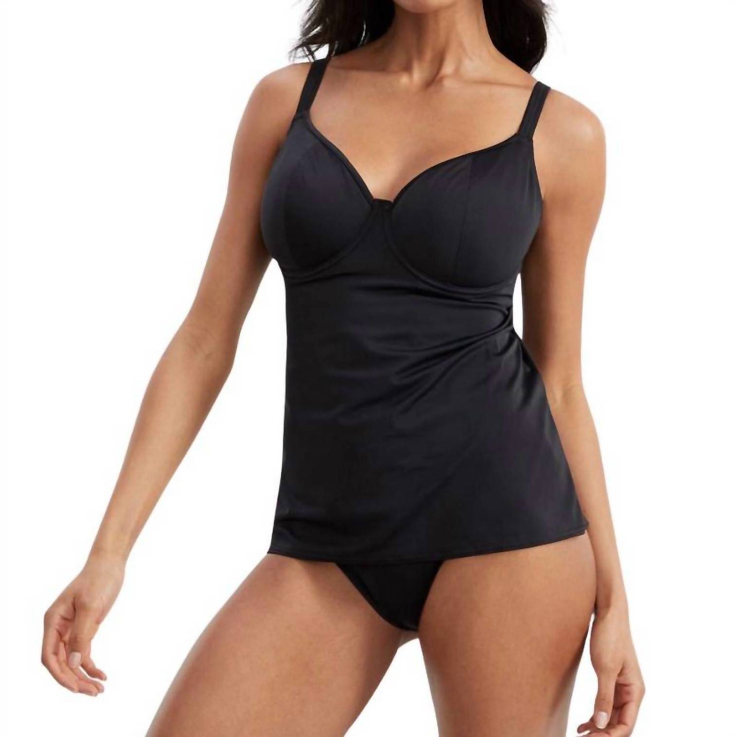 New Freya Jewel Cove Underwire Tankini Top In Black